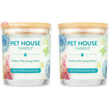 Two Pet House Eco-Friendly Soy Candles in Mediterranean Sea fragrance for odor control