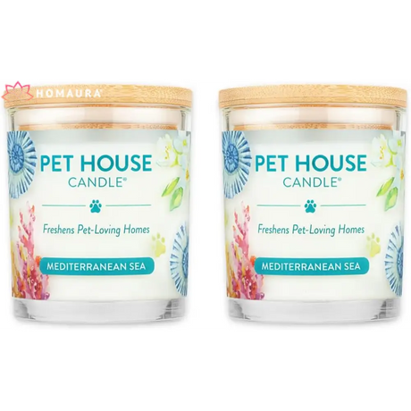 Two Pet House Eco-Friendly Soy Candles in Mediterranean Sea fragrance for odor control