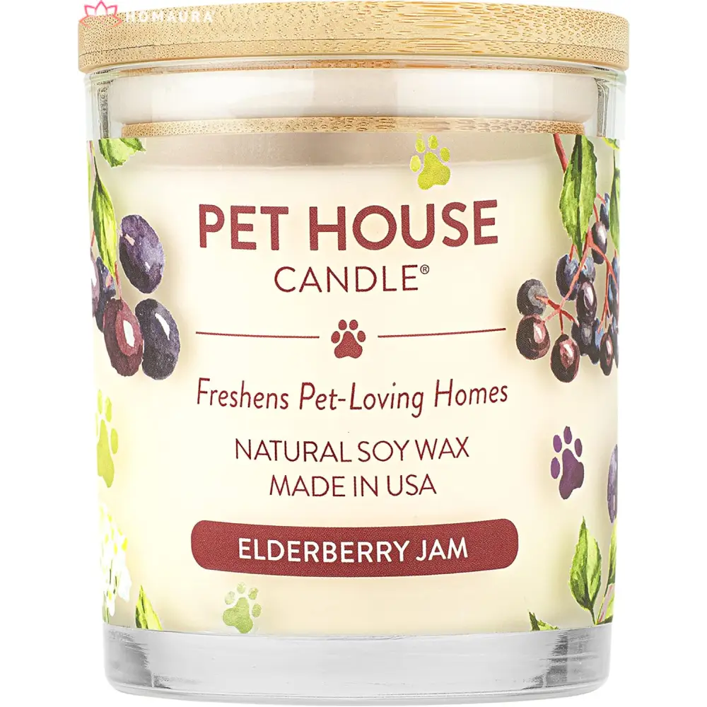 Pet House Eco-Friendly Soy Candle in Elderberry Jam scent for effective pet odor eliminators