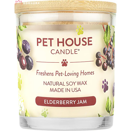 Pet House Eco-Friendly Soy Candle in Elderberry Jam scent for effective pet odor eliminators