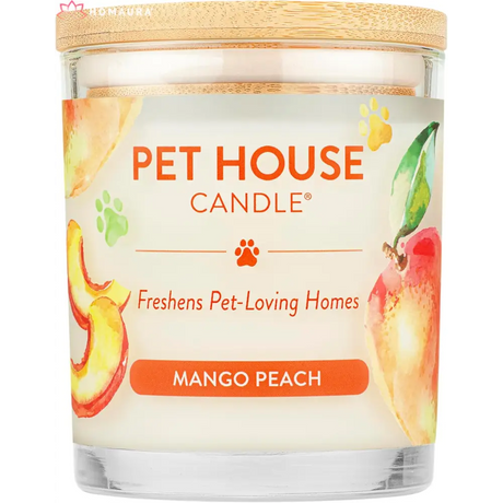 Pet House Eco-Friendly Soy Candle in Mango Peach with wooden lid for odor eliminators house