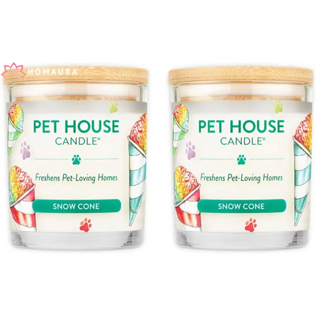 Pet House Snow Cone scented eco-friendly soy candles for effective pet odor control