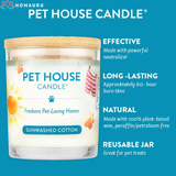 Pet House Sunwashed Cotton Eco-Friendly Soy Candle in jar for effective pet odor eliminators