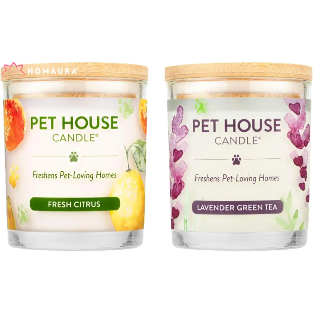 Two Pet House Eco-Friendly Soy Candles for Odor Control in Fresh Citrus and Lavender scents