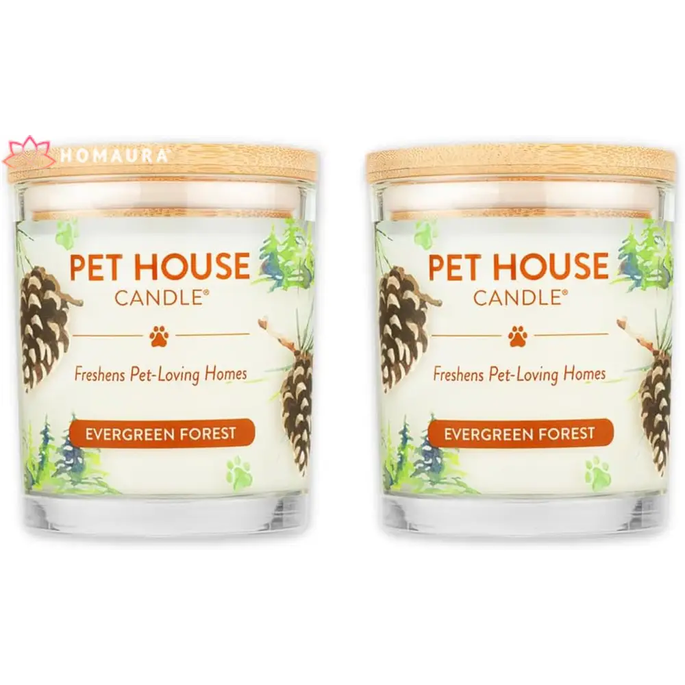 Pet House Eco-Friendly Soy Candle in Evergreen Forest fragrance for effective pet odor eliminators