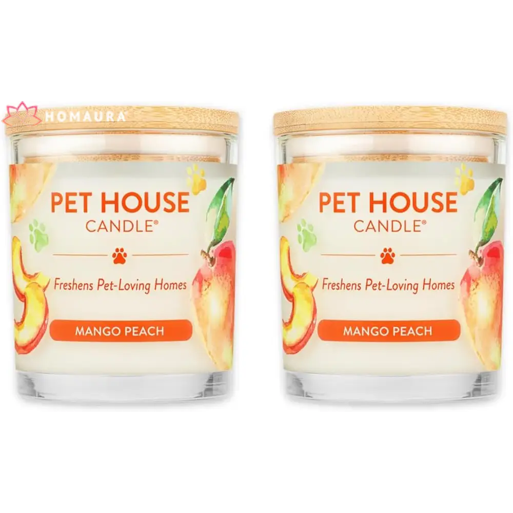 Pet House Mango Peach Eco-Friendly Soy Candles for Odor Eliminators in Glass Jars