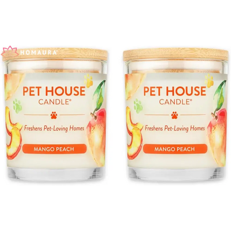 Pet House Mango Peach Eco-Friendly Soy Candles for Odor Eliminators in Glass Jars