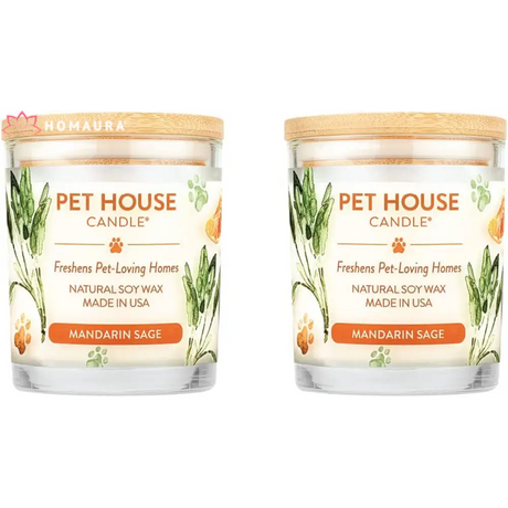 Pet House eco-friendly soy candles in Mandarin Sage scent for effective odor eliminators house