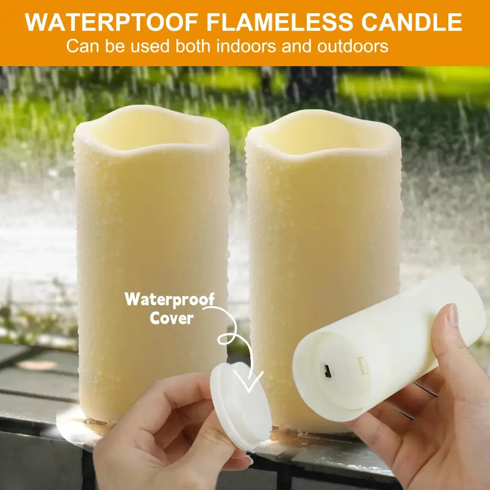 Waterproof flameless pillar candles with removable covers in Remote Control set