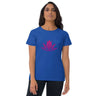 Royal blue Short Sleeve Lotus Om T-shirt for Women in combed ringspun cotton