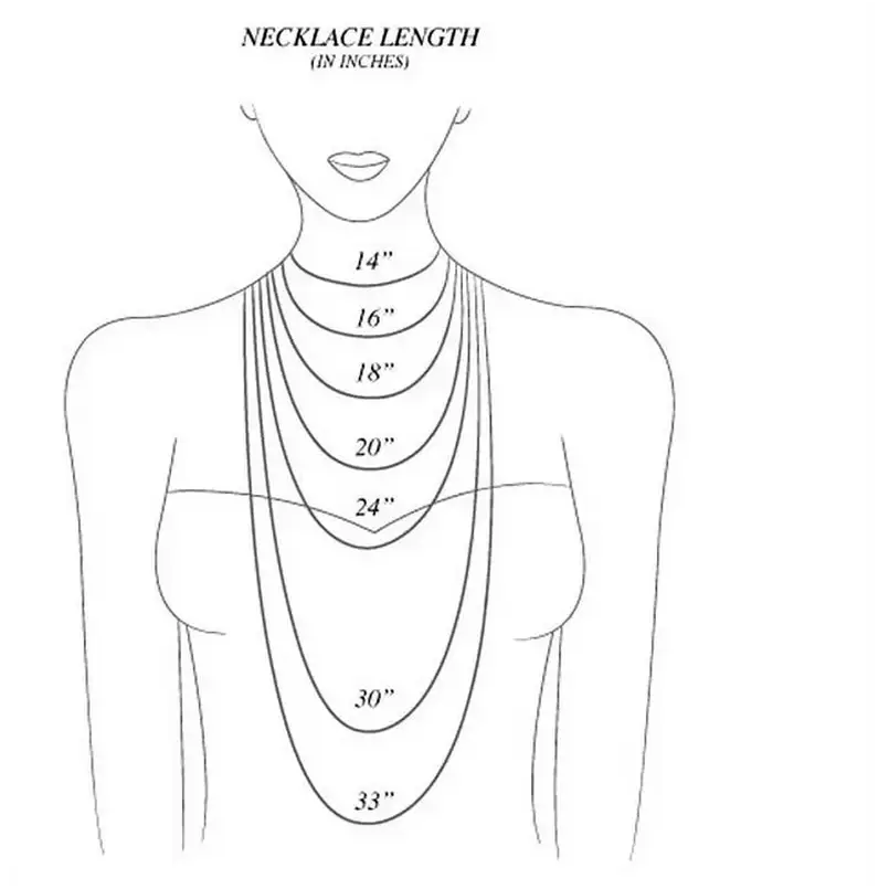 Simple diagram of necklace lengths for Sterling Silver Snake Chain Necklace