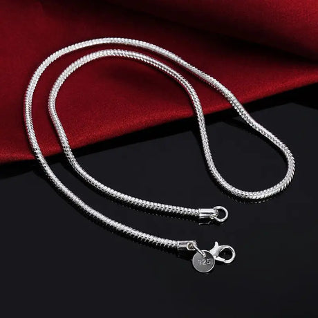 Sterling silver snake chain necklace with lobster clasp and charm in a stylish set