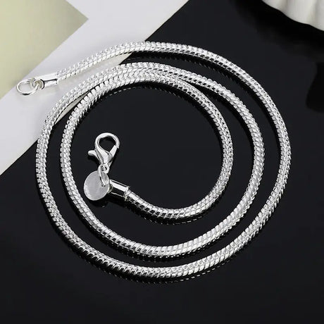 Silver Snake Chain Necklace with Lobster Clasp in Sterling Silver Set 1mm 2mm 3mm