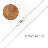 Sterling Silver Snake Chain Necklace 0.7mm with Lobster Clasp for stylish elegance