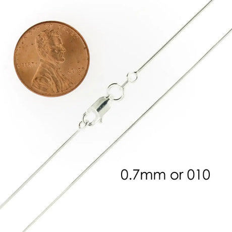 Sterling Silver Snake Chain Necklace 0.7mm with Lobster Clasp for stylish elegance