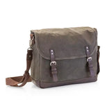 Olive green canvas messenger bag with brown leather for Stylish Adventure Khaki Wine Tote