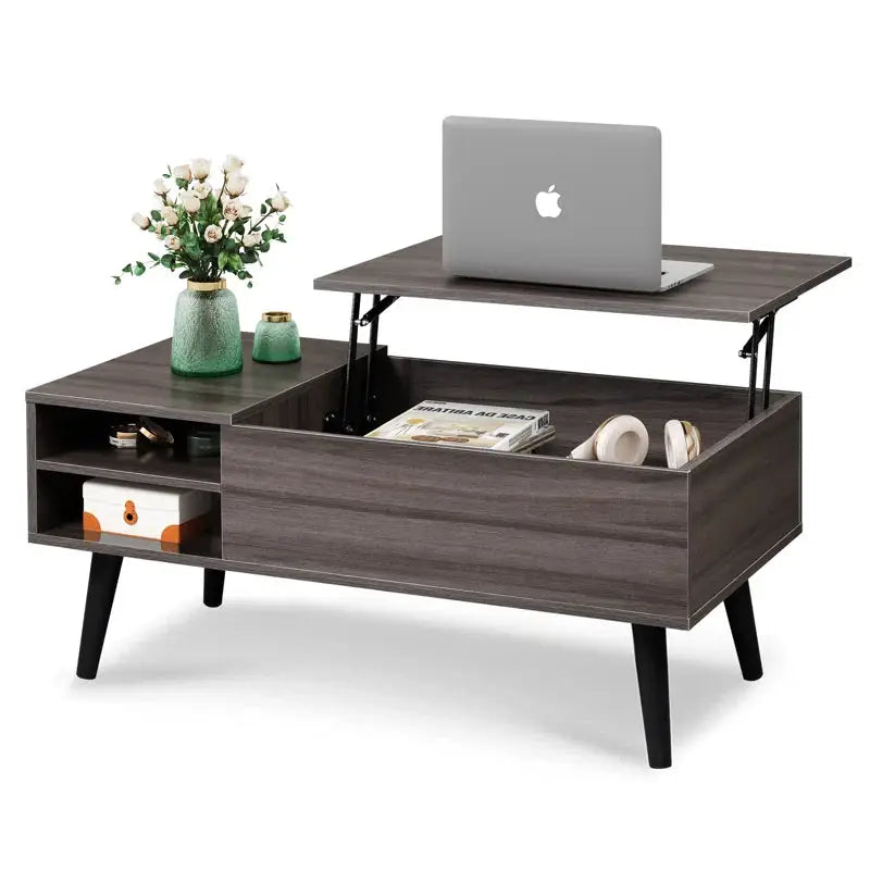 Stylish Aravis Lift Coffee Table with hidden storage and dark wood finish