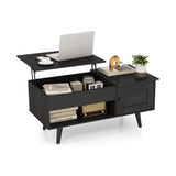 Stylish Black Coffee Table with hidden storage compartment and shelving for organization