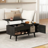 Stylish Black Coffee Table with hidden storage compartment and mid-century modern legs