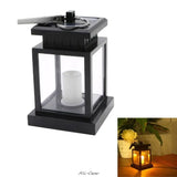 Black Waterproof LED Solar Outdoor Garden Lamp with Flameless Candle Light