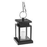 Black metal lantern with glass panels for Waterproof LED Solar Outdoor Garden Lamp