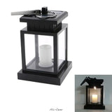 Black Waterproof LED Solar Outdoor Garden Lamp with Flameless Candle Light inside