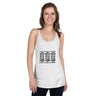 White Racerback Tank with vintage radio tubes design and raw edge seams