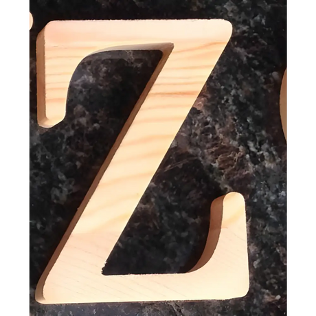 Wooden letter Z with natural grain, ideal for photo frames or as a perfect gift