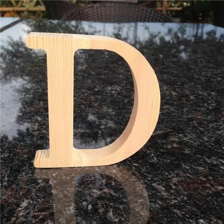 Wooden letter D in natural color for photo frames or unfinished wood letters gift