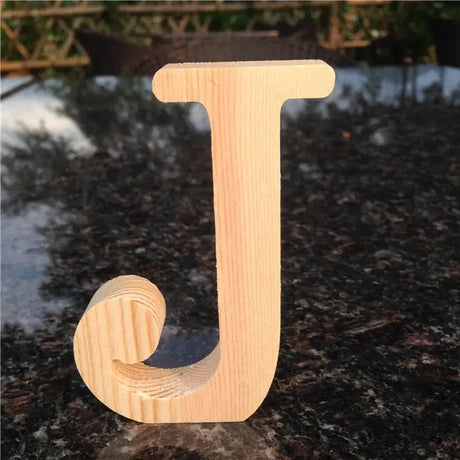 Wooden letter J in natural pine finish for home decorations and perfect gift options