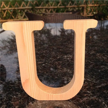 Wooden letter U with natural pine finish for perfect gift and home decor with unfinished wood letters