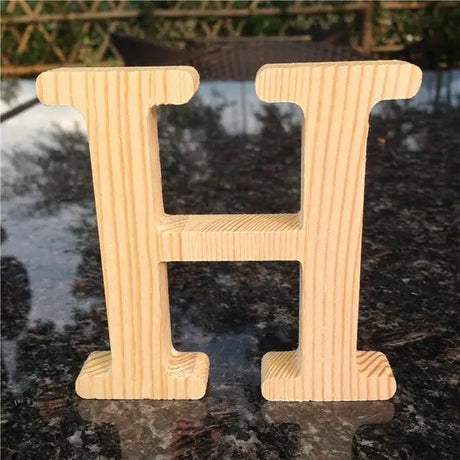 Wooden letter H in natural pine finish for home decor and perfect gift ideas