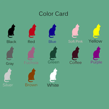 Color card with cat silhouettes in various colors for Yoga Lotus Flower Wall Art