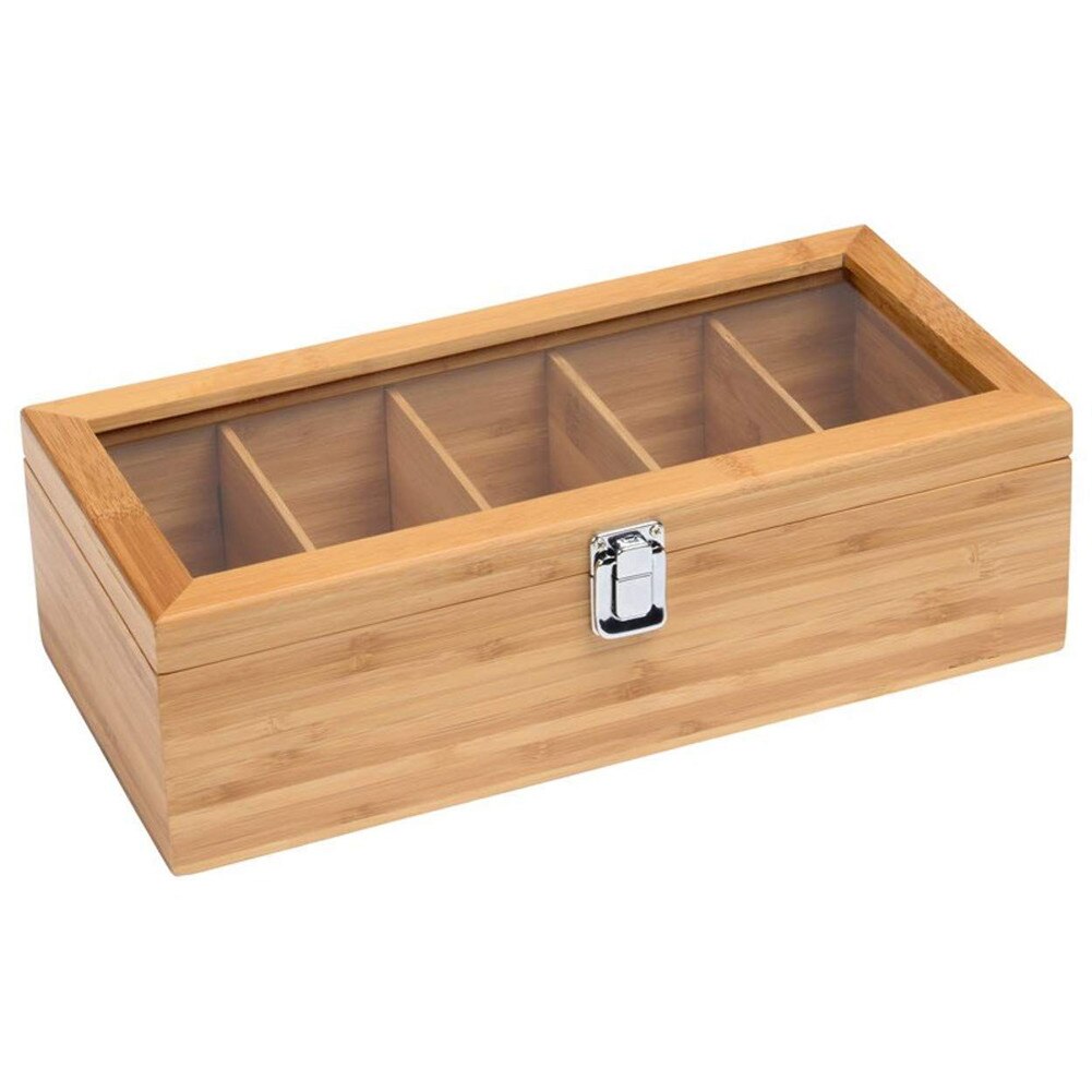 Large Wooden Tea Organizer Box, Big 14 Bamboo Storage Chest 8-Compartment  Adjustable Shelves 100% Handmade Craft Eco-Friendly Natural Decor