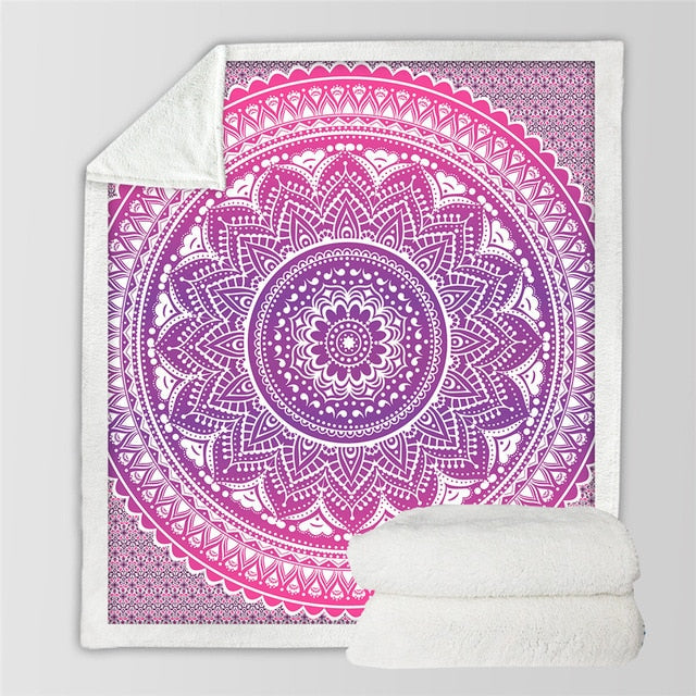 Buy Boho Mandala Pattern Velvet Plush Fleece Throw Blanket - HOMAURA®