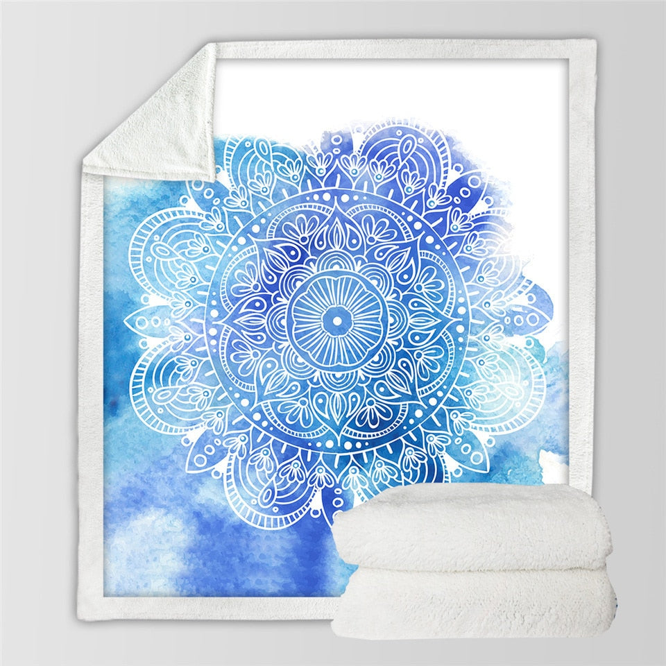Buy Mandala Blue Mandala Velvet Plush Fleece Throw Blanket - HOMAURA®